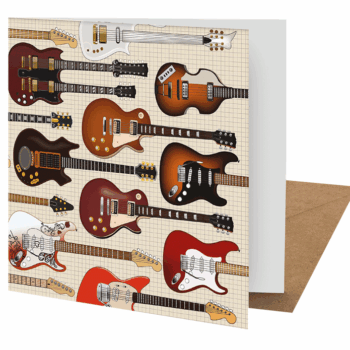 Vinyl Inspired Greeting Card - Iconic Guitars Design