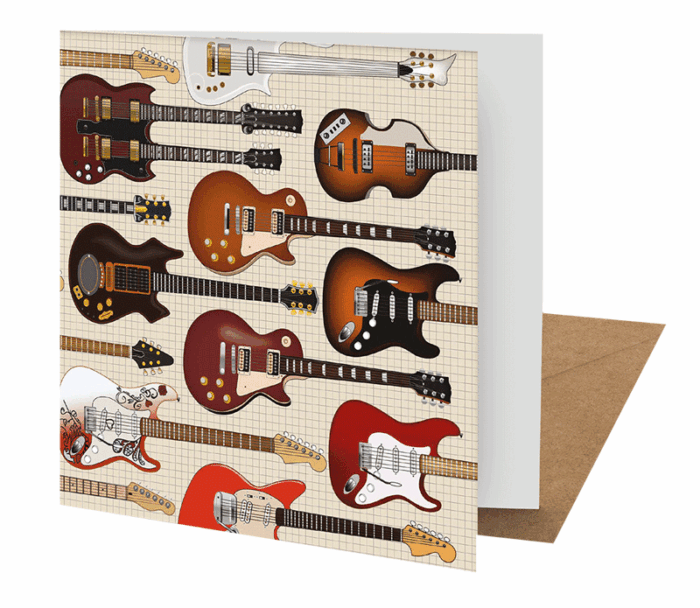 Vinyl Inspired Greeting Card - Iconic Guitars Design