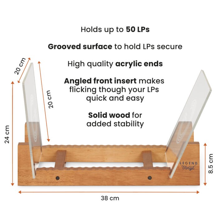 Record Display Shelf Unit in Vintage Oak with Acrylic Ends - Image 3