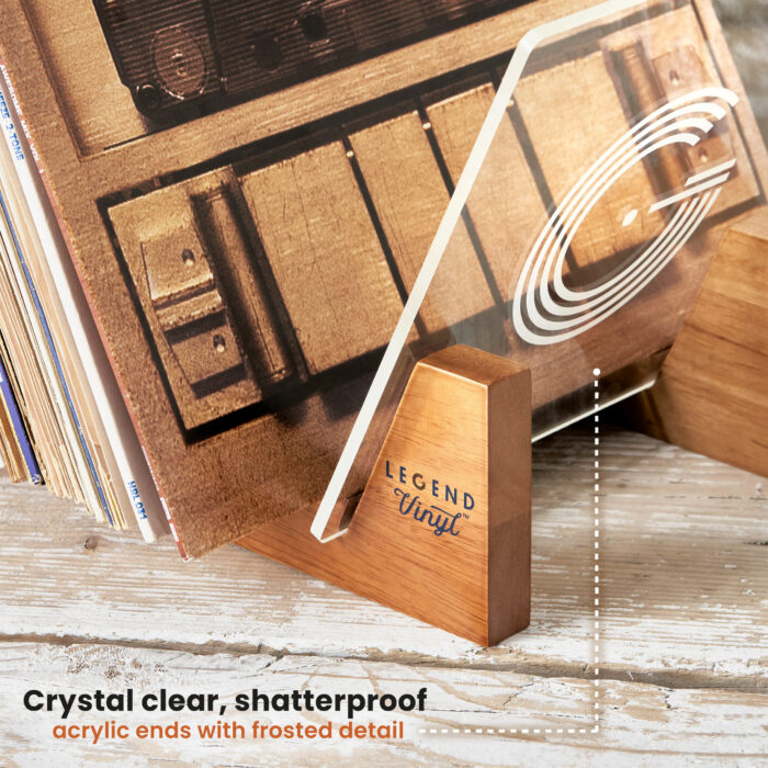 Record Display Shelf Unit in Vintage Oak with Acrylic Ends - Image 7