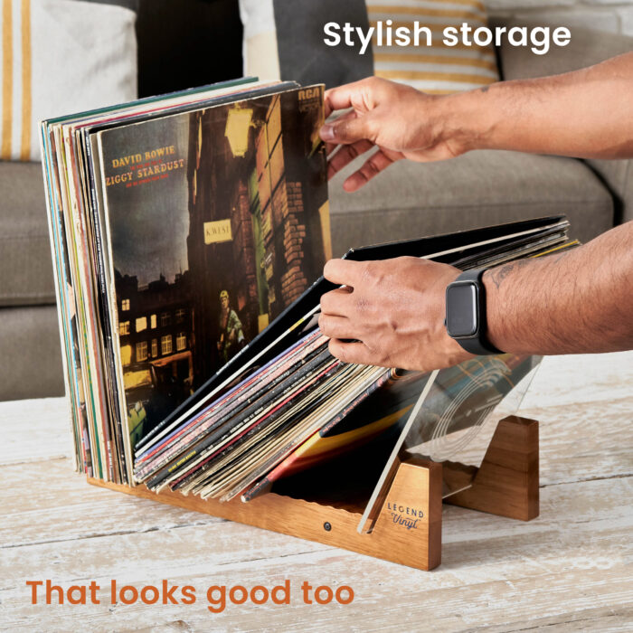 Record Display Shelf Unit in Vintage Oak with Acrylic Ends - Image 8