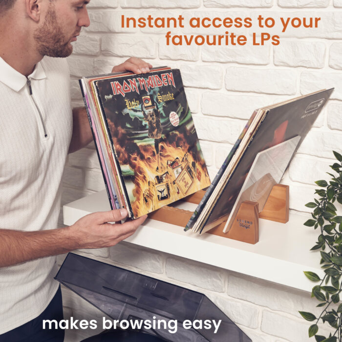Record Display Shelf Unit in Vintage Oak with Acrylic Ends - Image 9